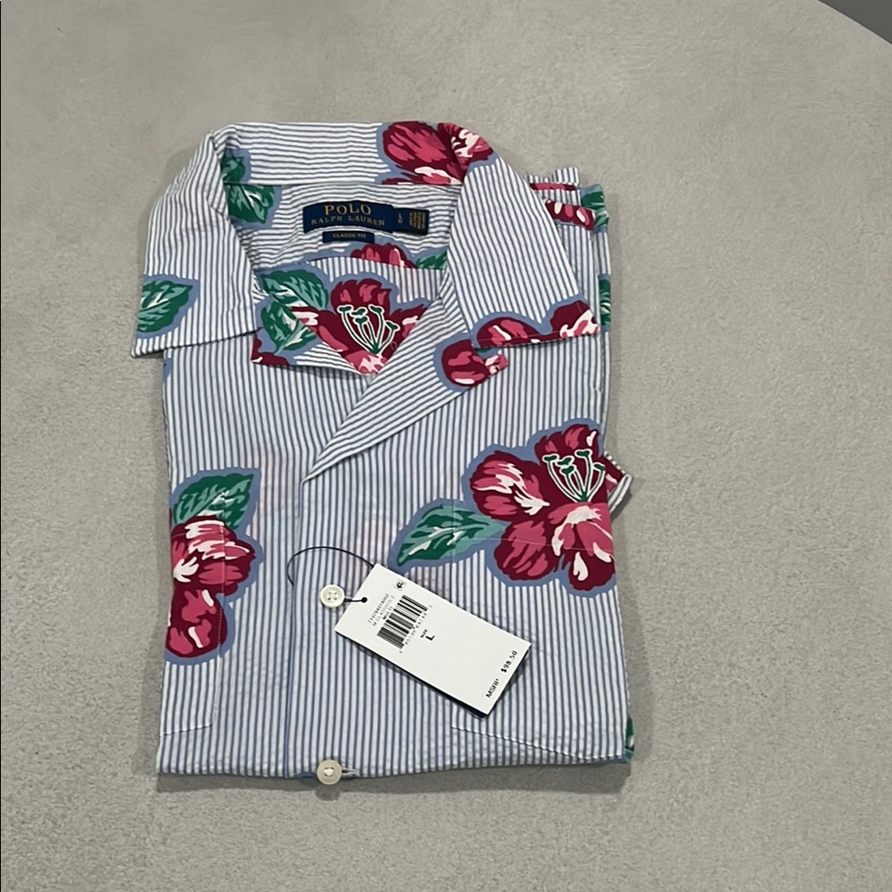 Polo by Ralph Lauren Blue and Red Casual Button Down Shirt